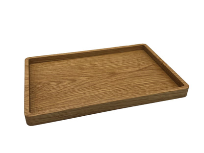 Wooden Desk Tray for Pens, Paperclips, Ear Pods, Pencils etc. Rectangle Wood Tray Office Accessory Catch All Tray in Oak 18cm x 27cm.