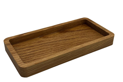 Catch All Tray Wooden desk tray for jewelry, keys, watch, glasses, pens. Rectangle wood tray office desk accessory Walnut & Oak 9cm x 18cm.