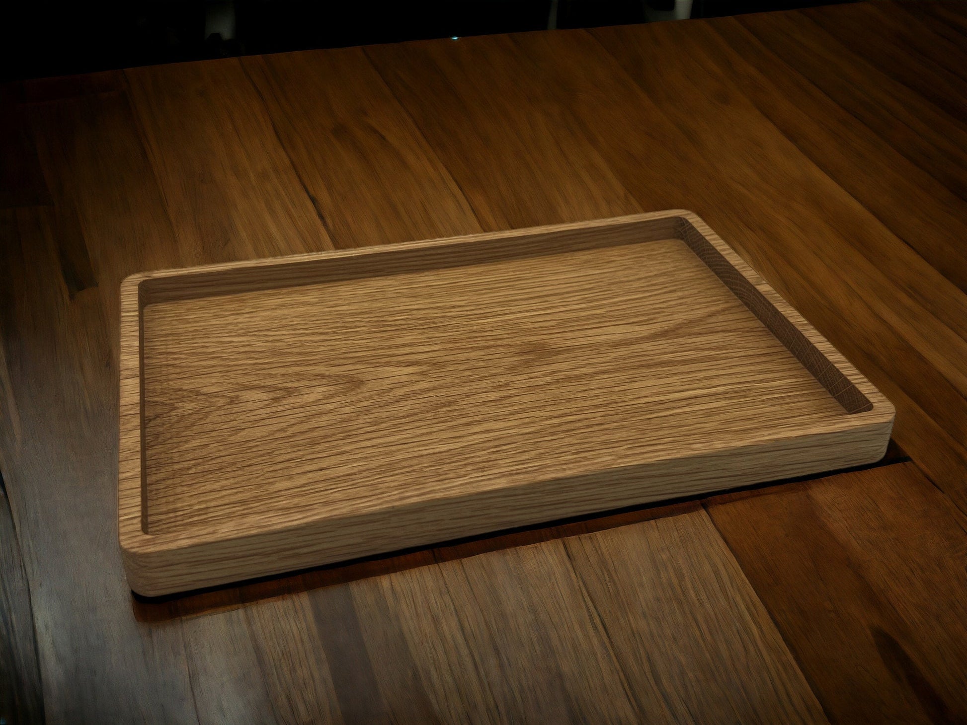 Wooden Desk Tray for Pens, Paperclips, Ear Pods, Pencils etc. Rectangle Wood Tray Office Accessory Catch All Tray in Oak 18cm x 27cm.